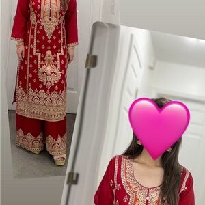 Elegant 2 Piece Red Kurta Dress Size 40